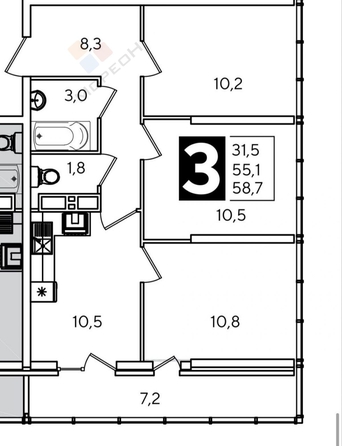 
   Продам 3-комнатную, 55.2 м², Героя Пешкова ул, 14к5

. Фото 25.