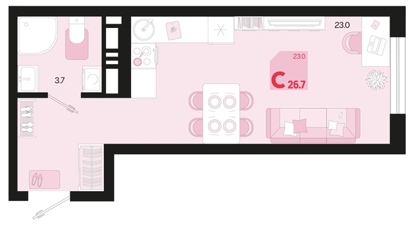 
   Продам 1-комнатную, 26.7 м², Первое место, квартал 1.5, литер 1

. Фото 1.