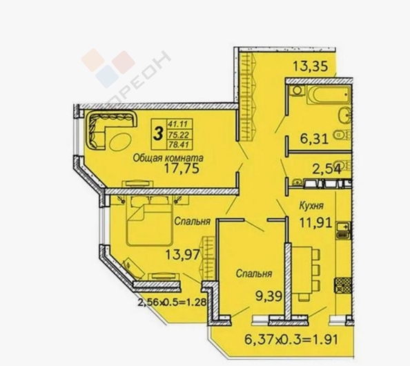 
   Продам 3-комнатную, 80 м², Таманская ул, 153к2

. Фото 2.