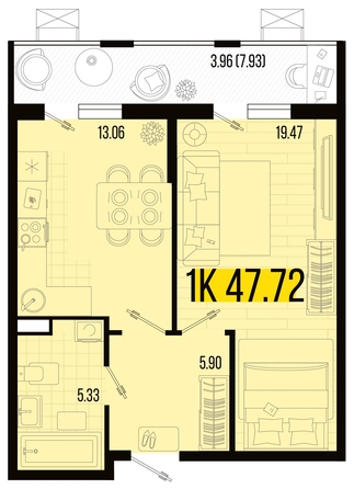 
   Продам 1-комнатную, 47.72 м², Цветной бульвар, литер 4

. Фото 4.