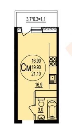 
   Продам студию, 18.9 м², Евгении Жигуленко ул, 7к2

. Фото 2.