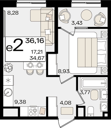 
   Продам 2-комнатную, 36.16 м², Патрики, литер 1.4

. Фото 12.