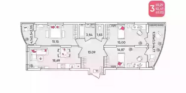 
   Продам 3-комнатную, 89.29 м², Любимово мкр, 2

. Фото 14.