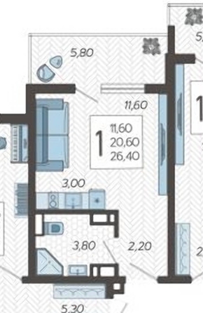 
   Продам 1-комнатную, 26.4 м², Тепличная ул, 108

. Фото 10.