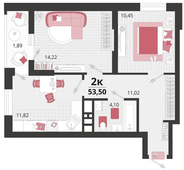 
   Продам 2-комнатную, 53.5 м², Родные просторы, литера 15

. Фото 4.