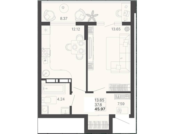 
   Продам 2-комнатную, 41.79 м², Краснодонская ул, 46

. Фото 1.