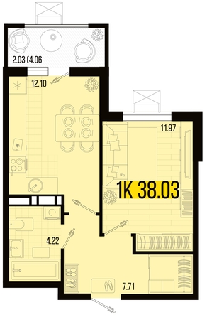 
   Продам 1-комнатную, 38.03 м², Цветной бульвар, литер 4

. Фото 7.