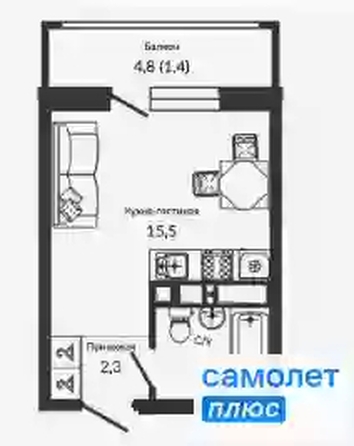 
   Продам студию, 23.5 м², Героя Георгия Бочарникова ул, 2

. Фото 13.