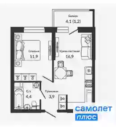 
   Продам 1-комнатную, 38.3 м², Героя Георгия Бочарникова ул, 2

. Фото 13.