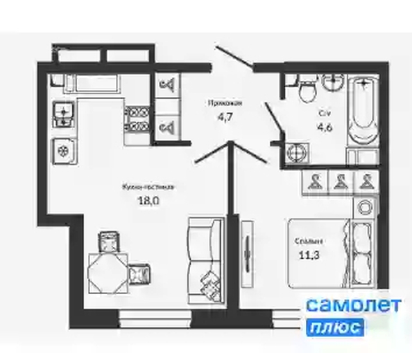 
   Продам 1-комнатную, 39.3 м², Героя Георгия Бочарникова ул, 2

. Фото 13.