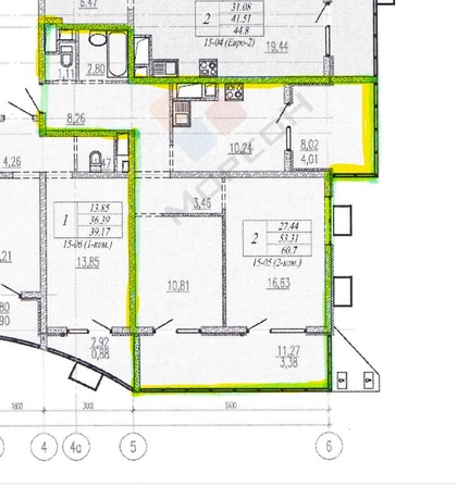 
   Продам 2-комнатную, 53.3 м², Автолюбителей ул, 1Дк4

. Фото 21.