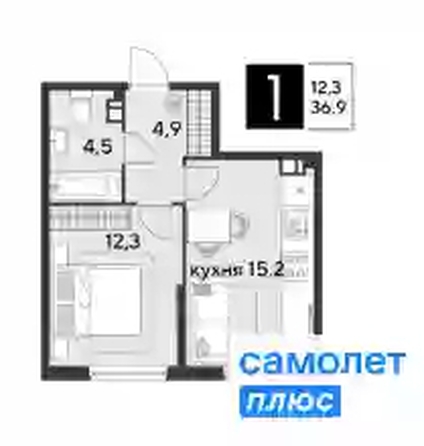 
   Продам 1-комнатную, 36.9 м², Парк Победы 2, литера 19

. Фото 6.