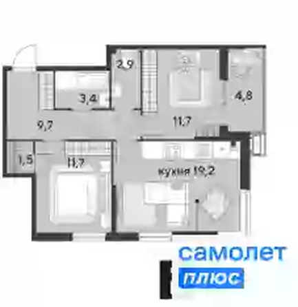 
   Продам 2-комнатную, 64.9 м², Парк Победы 2, литера 19

. Фото 6.