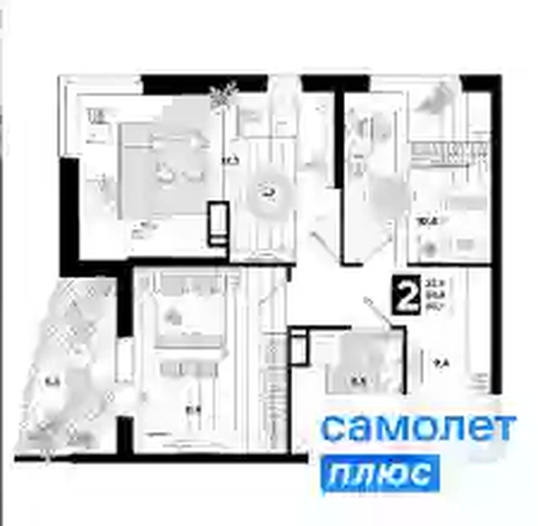 
   Продам 2-комнатную, 60.1 м², Самолет, литера 63

. Фото 7.