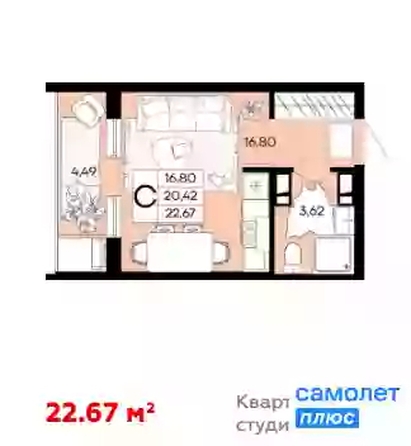 
   Продам студию, 22.67 м², Народные Кварталы, литер 1

. Фото 15.