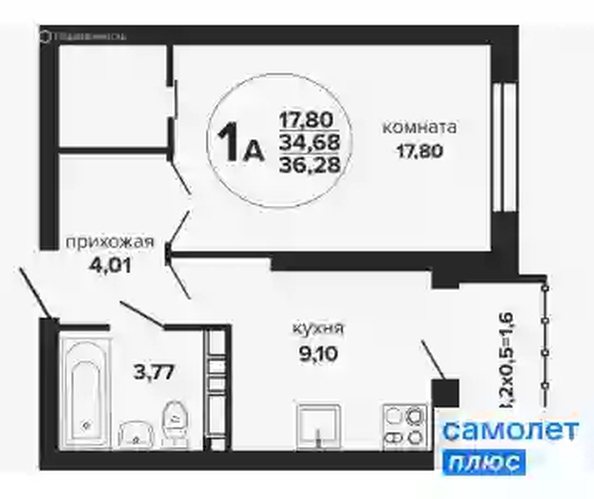 
   Продам 1-комнатную, 36.3 м², Российская ул, 257/7

. Фото 7.