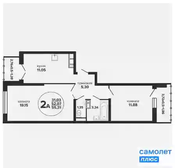 
   Продам 2-комнатную, 55.3 м², Российская ул, 257/7

. Фото 7.