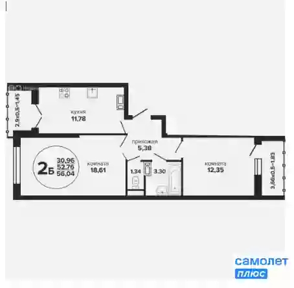 
   Продам 2-комнатную, 56 м², Российская ул, 257/7

. Фото 7.