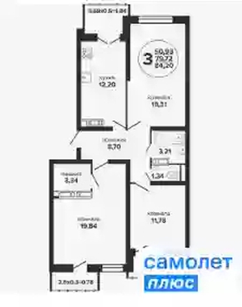 
   Продам 3-комнатную, 84.2 м², Российская ул, 257/7

. Фото 7.