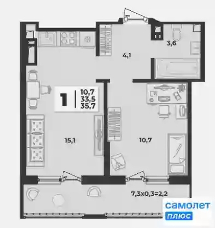 
   Продам 1-комнатную, 35.7 м², Лето, литера 1/1

. Фото 11.