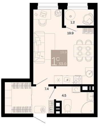 
   Продам 1-комнатную, 33 м², Хозяин морей, литер 1

. Фото 11.