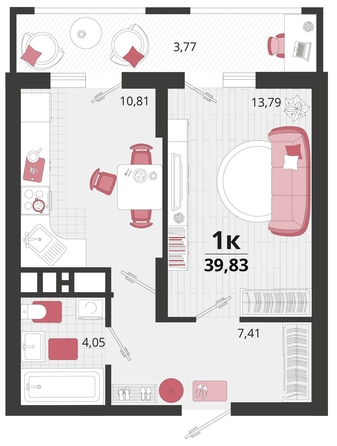 
   Продам 1-комнатную, 39.83 м², Родные просторы, литера 15

. Фото 4.