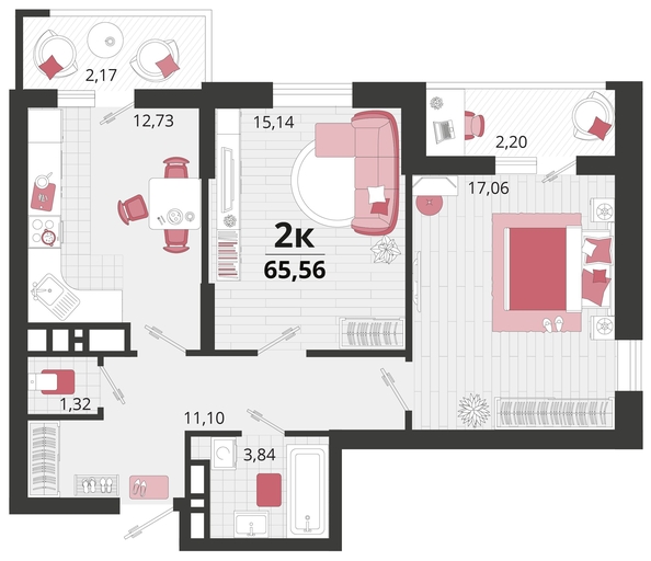 
   Продам 2-комнатную, 65.56 м², Родные просторы, литера 15

. Фото 4.