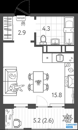 
   Продам студию, 25.6 м², Колхозная ул, 5/2 к2

. Фото 4.