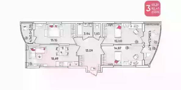 
   Продам 3-комнатную, 89.29 м², Любимово мкр, 16/1

. Фото 13.