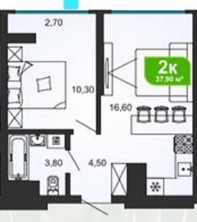 
   Продам 2-комнатную, 37.9 м², Ясногорская ул, 16/6к3

. Фото 2.