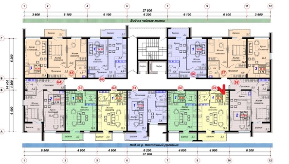 
   Продам 3-комнатную, 59.1 м², Российская ул, 6/21

. Фото 4.