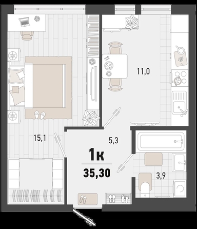 
   Продам 1-комнатную, 35.3 м², Барса, 1В литер

. Фото 6.