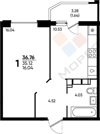 
   Продам 1-комнатную, 37.1 м², Григория Булгакова ул, 8к1

. Фото 7.