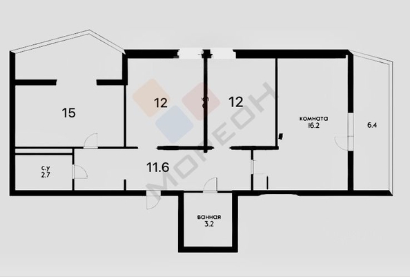 
   Продам 2-комнатную, 70.5 м², Фабричная ул, 4

. Фото 7.