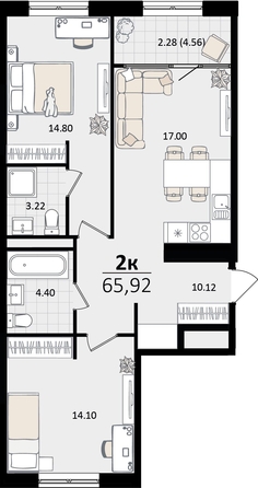 
   Продам 1-комнатную, 120.96 м², Патрики, литер 4.1

. Фото 4.