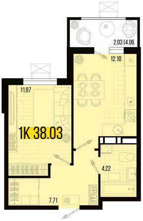 
   Продам 1-комнатную, 38.03 м², Цветной бульвар, литер 1

. Фото 4.