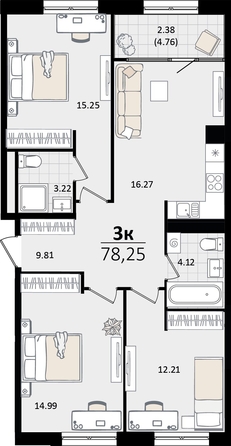 
   Продам 2-комнатную, 167.33 м², Патрики, литер 5.1

. Фото 4.