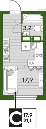 
   Продам студию, 22.5 м², Марины Цветаевой ул, 1к2

. Фото 6.