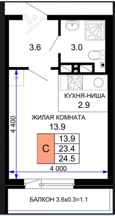 
   Продам студию, 24.1 м², Позднякова ул, 2к12

. Фото 8.