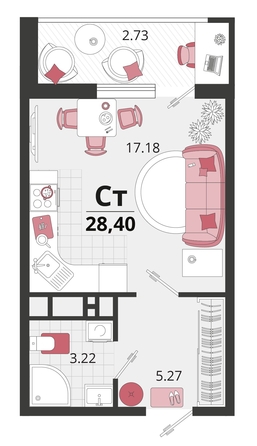 
   Продам 1-комнатную, 28.4 м², Родные просторы, литера 21

. Фото 4.