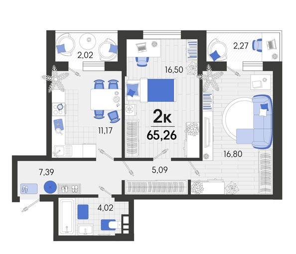 
   Продам 2-комнатную, 65.26 м², Спортивная ул, 2а лит8

. Фото 4.