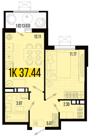 
   Продам 1-комнатную, 37.44 м², Цветной бульвар, литер 4

. Фото 4.