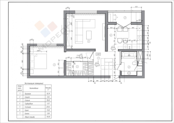 
   Продам 2-комнатную, 73.4 м², Онежская ул, 1

. Фото 23.