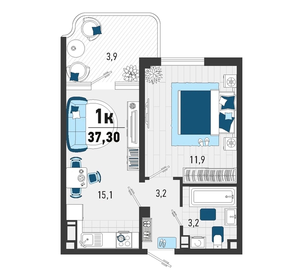 
   Продам 1-комнатную, 33.5 м², Конечная ул, 2

. Фото 6.