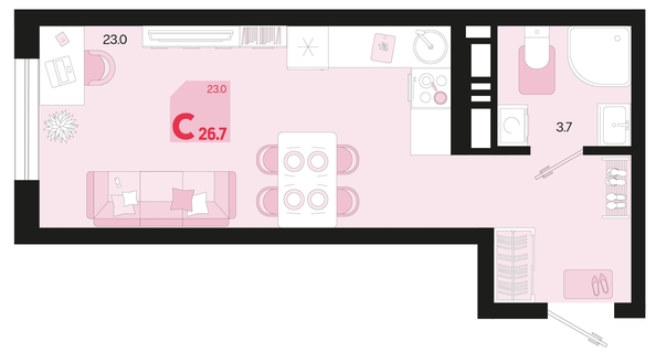 
   Продам 1-комнатную, 26.7 м², Первое место, квартал 1.3, литер 2

. Фото 6.