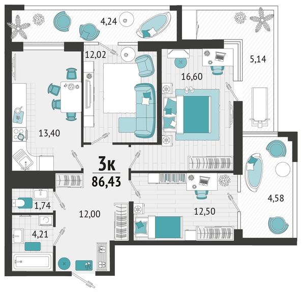 
   Продам 3-комнатную, 85.15 м², Портовиков ул, 39/1

. Фото 1.