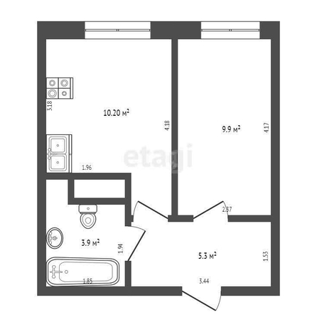 
   Продам 2-комнатную, 38.3 м², Тургенева ул, 33/3  16

. Фото 1.