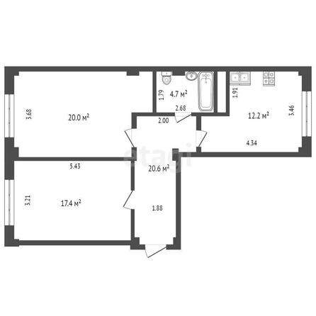 
   Продам 2-комнатную, 67 м², Тургенева ул, 10/2

. Фото 15.