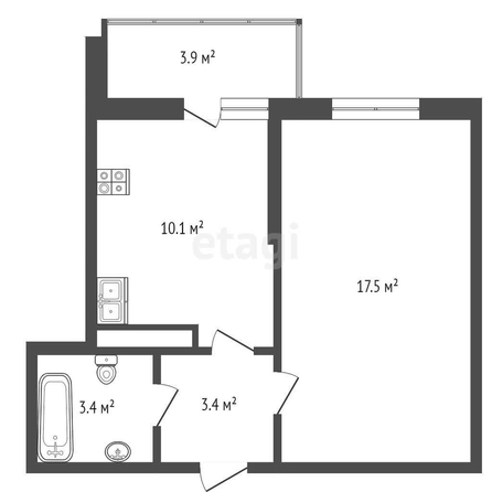 
   Продам 1-комнатную, 34.8 м², Западный Обход ул, 38/1  3

. Фото 23.