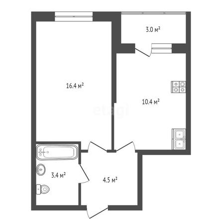 
   Продам 1-комнатную, 31.8 м², Западный Обход ул, 57/1

. Фото 1.